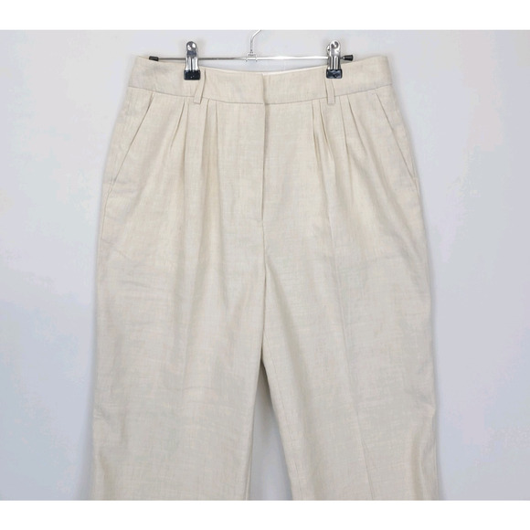 AllSaints Whitney Linen Blend Straight Ankle Trousers Women 4 Neutral Beige - Picture 15 of 15